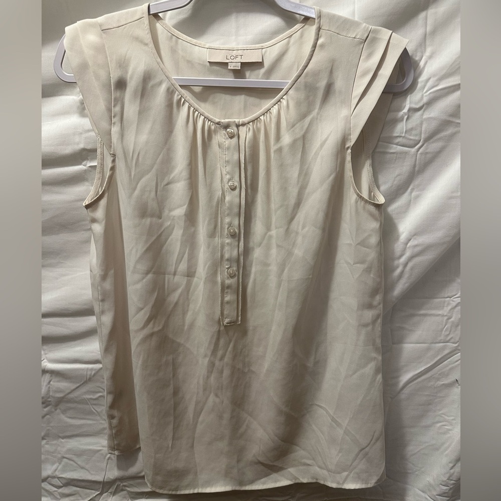 The loft white cap sleeved blouse size S